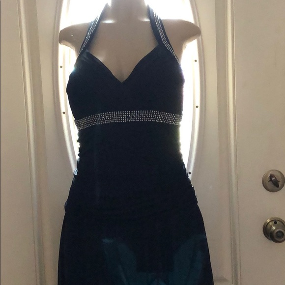 Black studded halter scarf point prom/ formal XL - Picture 1 of 8